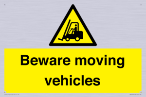 Beware moving vehicles with Warning forklift symbol